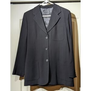 Ann Freedberg Vintage Navy 100% All Season Wool Button Front Blazer Womens Sz 6